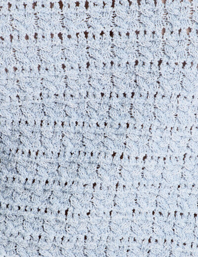 Polo manches courtes ajouré denim snow gris femme