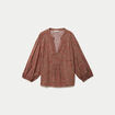 Blouse col v manches longues rouge fonc&eacute; femme