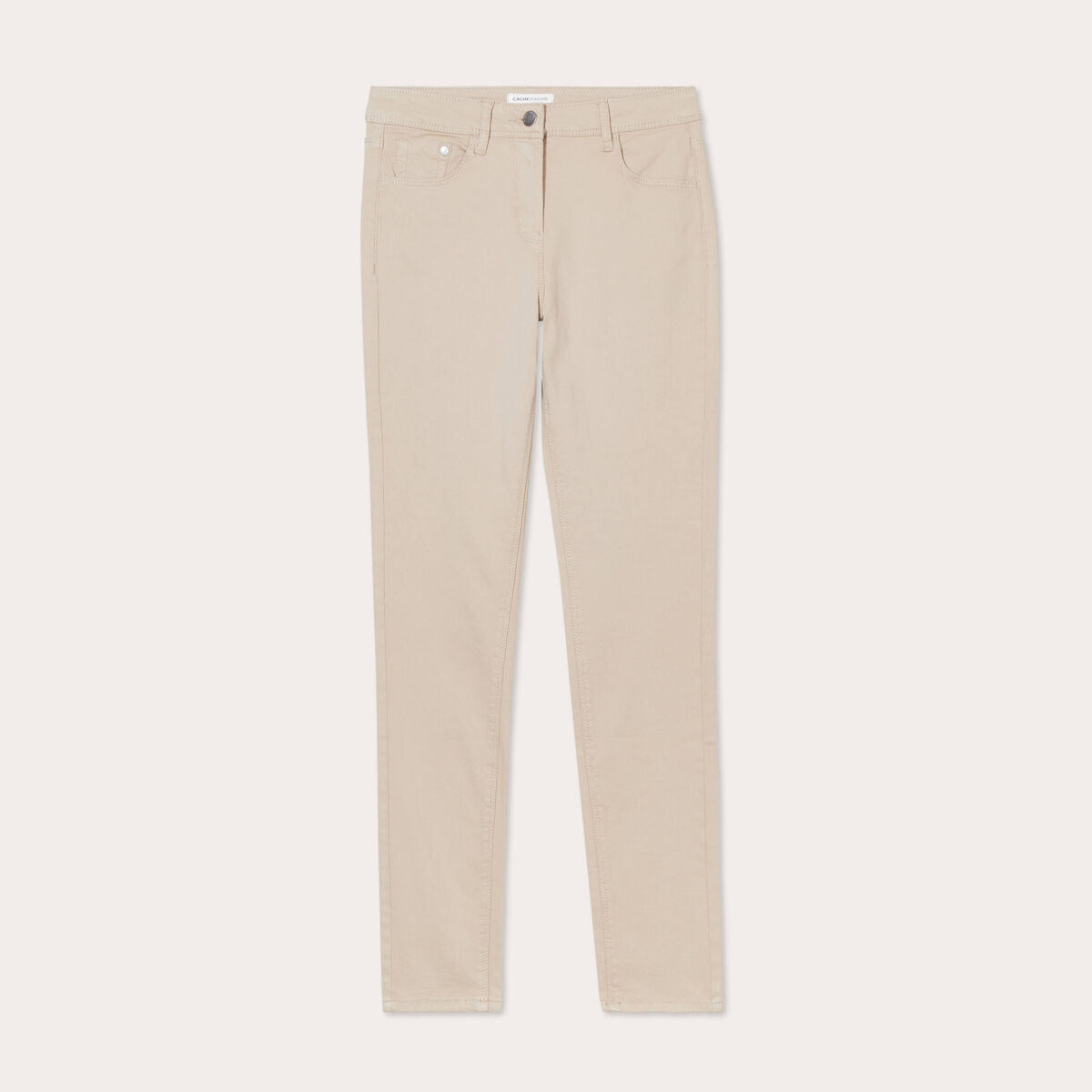 Jeans slim 5 poches taupe femme