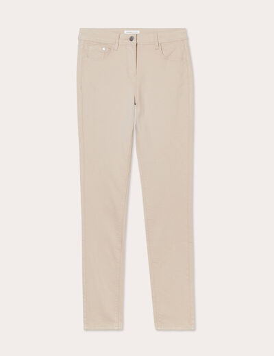 Jeans slim 5 poches taupe femme