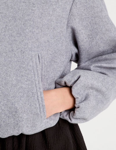 Veste effet boule gris clair femme