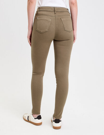 Jeans slim 5 poches vert kaki femme