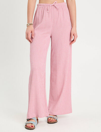 Pantalon large fluide rouge foncé femme