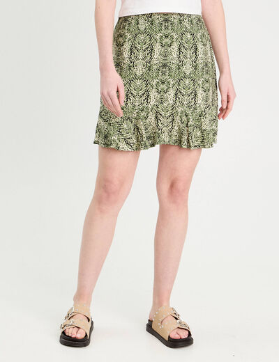 Jupe courte évasée vert kaki femme