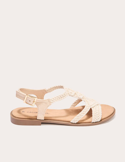 Sandales plates macramé sable femme
