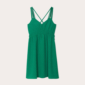 Robe évasée fluide plumetis vert femme