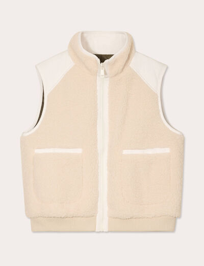 Veste réversible polaire ecru femme