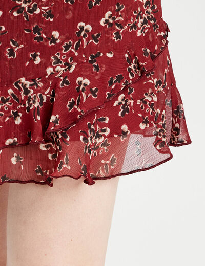 Jupe-short évasée bordeaux femme