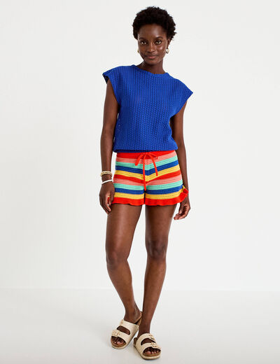 D&eacute;bardeur ajour&eacute; bleu electrique femme