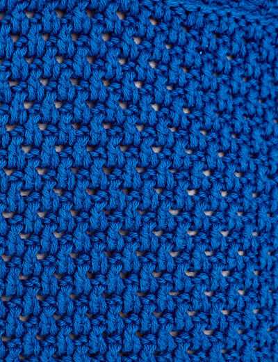 Crop top en crochet bleu electrique femme
