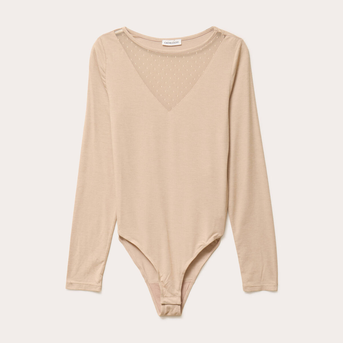 Body thermique col rond manches longues sable femme