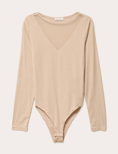 Body thermique col rond manches longues sable femme
