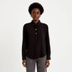 Chemise droite pliss&eacute;e manches longues noir femme