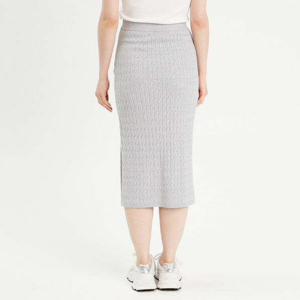 Jupe midi tricot crayon gris clair femme