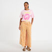 Pantalon jupe-culotte orange fluo femme