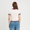Pull manches courtes col polo ecru femme
