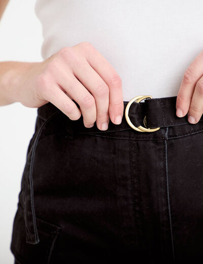 Jupe-short trap&egrave;ze courte noir femme