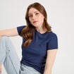 T-shirt manches courtes côtelé bleu foncé femme