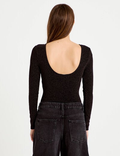 Body manches longues marron fonc&eacute; femme