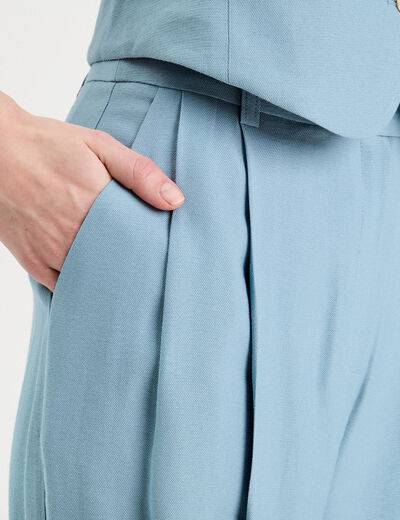 Pantalon large avec pinces bleu gris femme