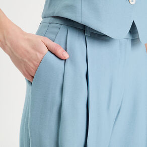 pantalon large avec pinces bleu gris femme Pantalon large avec pinces bleu gris femme