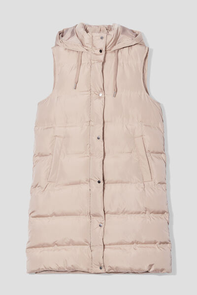 Doudoune sans manches capuche taupe femme