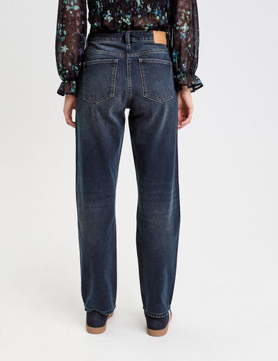 Jeans droit 5 poches denim blue black femme