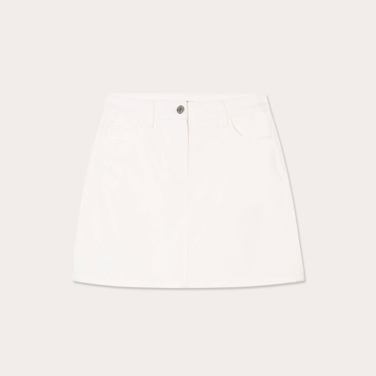Jupe trapèze en jean ecru femme