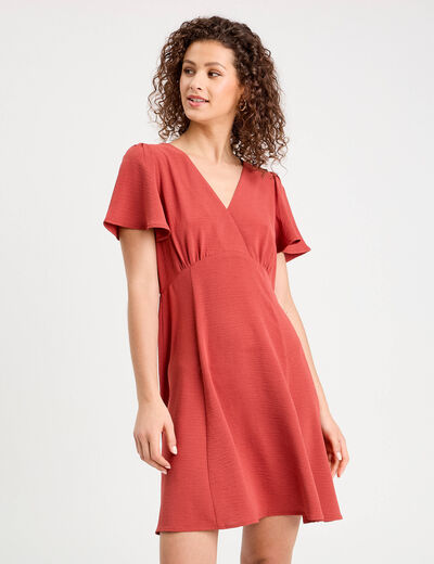 Robe évasée fluide vieux rose femme