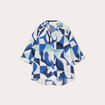Chemise manches 3/4 bleu femme