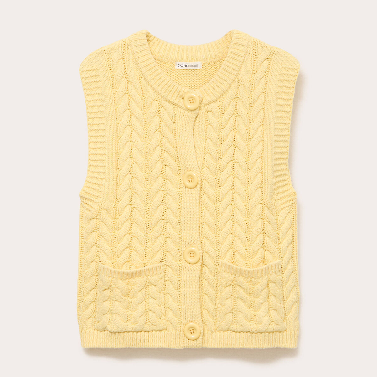 Gilet sans manches jaune clair femme