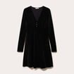 Robe patineuse courte velours col v noir femme