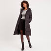 Doudoune longue à capuche noir femme