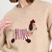 Pull manches longues et noeud beige femme