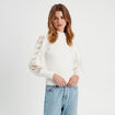 Pull manches longues dentelle ecru femme
