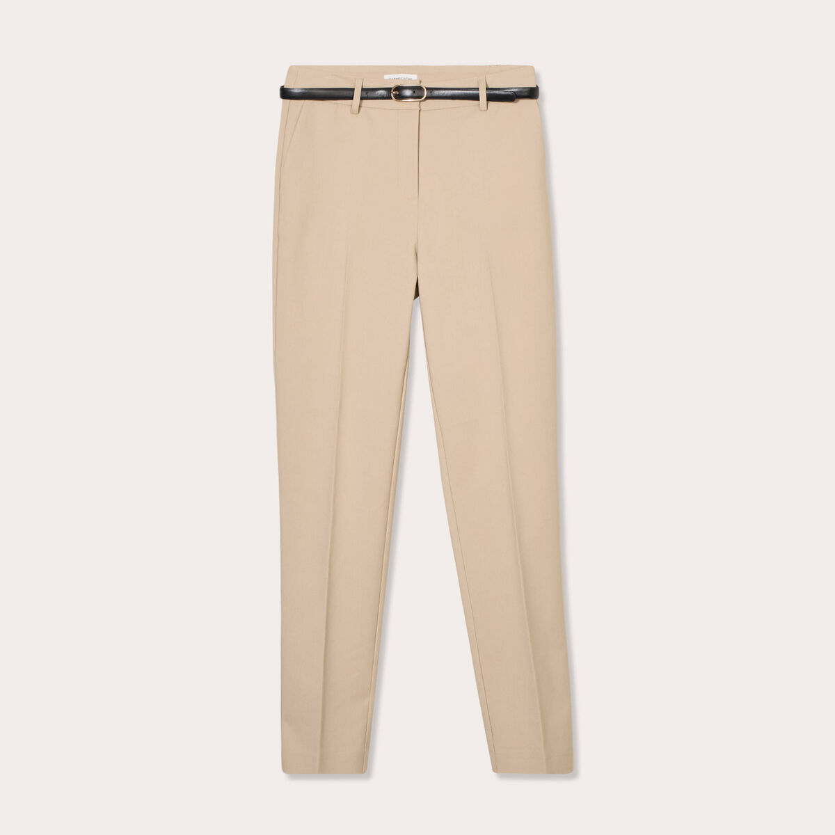 Pantalon cigarette ceinturé taupe femme