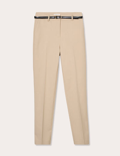 Pantalon cigarette ceinturé taupe femme