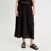 Jupe longue évasée fluide noir femme