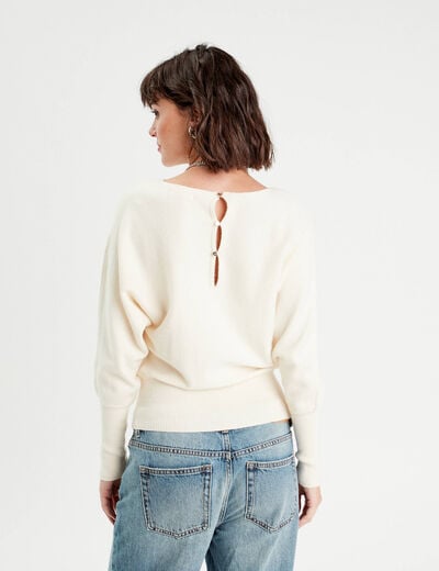 Pull manches chauves-souris ecru femme
