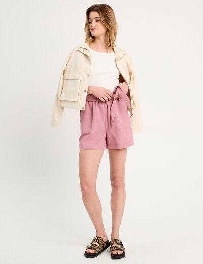 Combishort ceinturée vieux rose femme