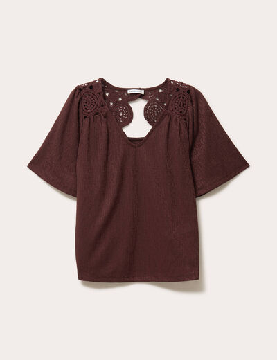 T-shirt manches courtes marron femme