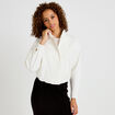 Veste cropped bas resserr&eacute; ecru femme