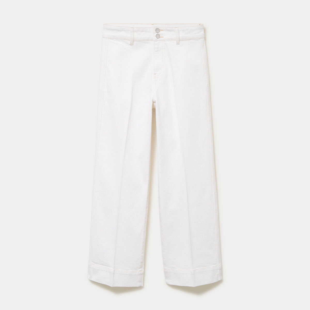 Jean wide leg taille haute denim blanc femme
