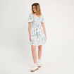 Robe midi évasée smockée ecru femme