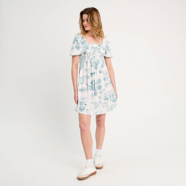 robe midi evasee smockee ecru femme Robe midi évasée smockée ecru femme