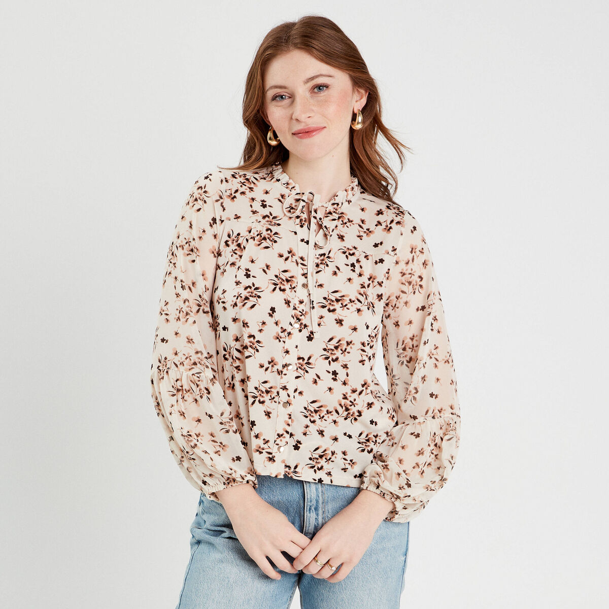 Blouse manches longues blanc femme