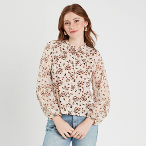 Blouse manches longues blanc femme