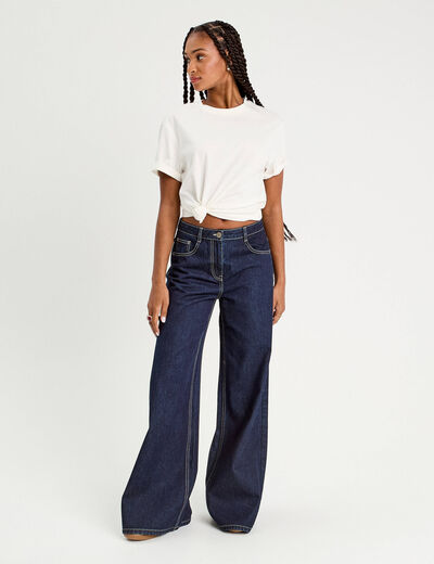 Jeans large denim brut femme