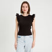 Débardeur volants brodés noir femme