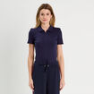 Polo manches courtes zippé bleu marine femme
